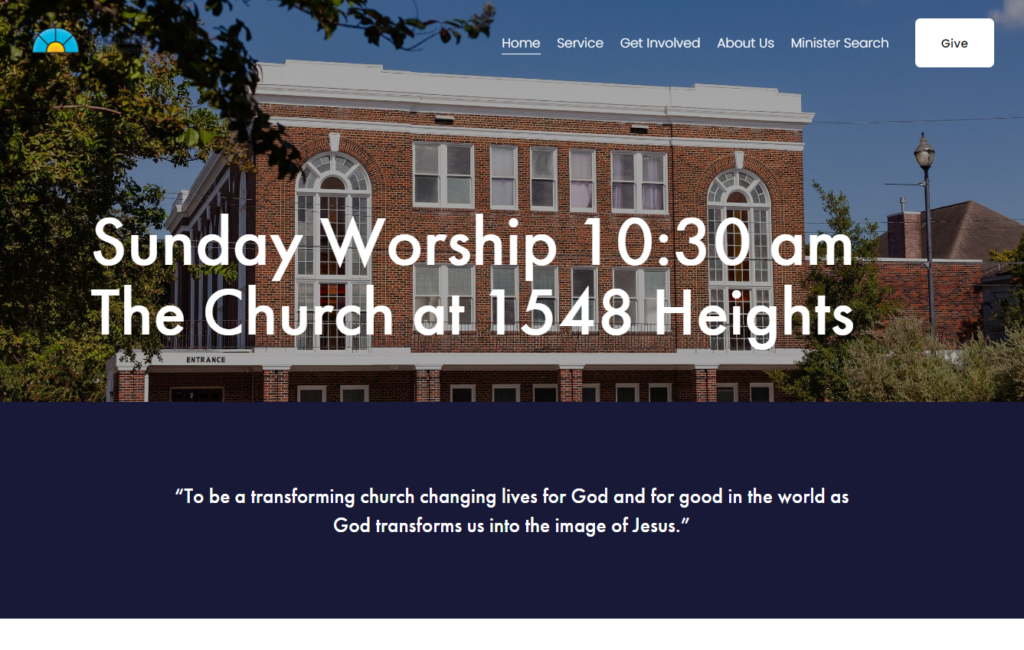 Screenshot of a church website.